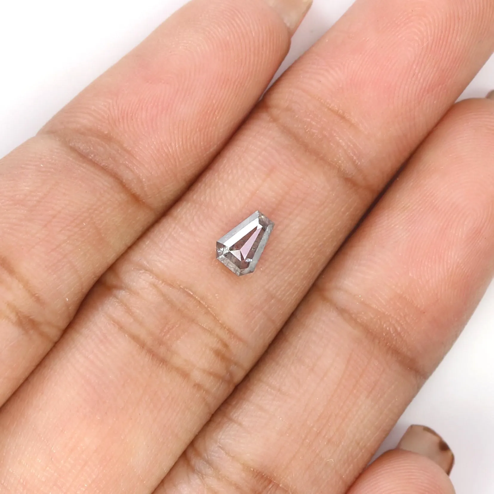 0.42 CT Natural Loose Coffin Shape Diamond Salt And Pepper Coffin Diamond 5.55 MM Natural Black Grey Color Coffin Rose Cut Diamo