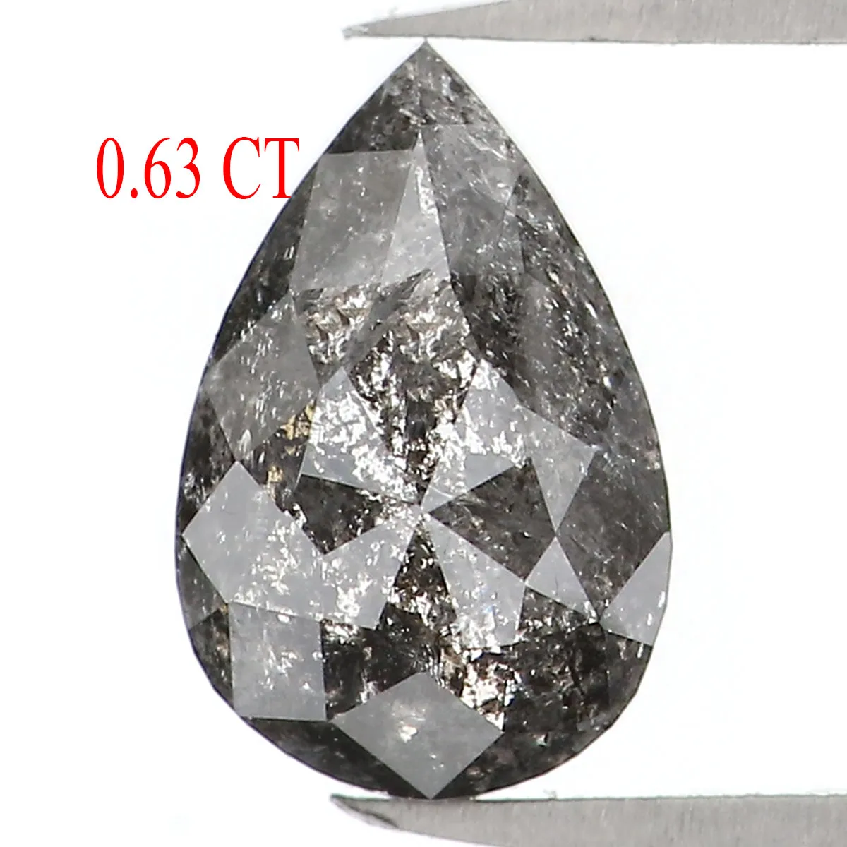 0.63 CT Natural Loose Pear Shape Diamond Salt And Pepper Pear Rose Cut Diamond 6.80 MM Black Grey Color Pear Shape Rose Cut Diam