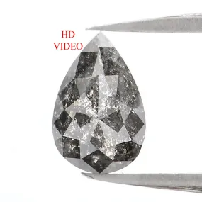 0.63 CT Natural Loose Pear Shape Diamond Salt And Pepper Pear Rose Cut Diamond 6.80 MM Black Grey Color Pear Shape Rose Cut Diam