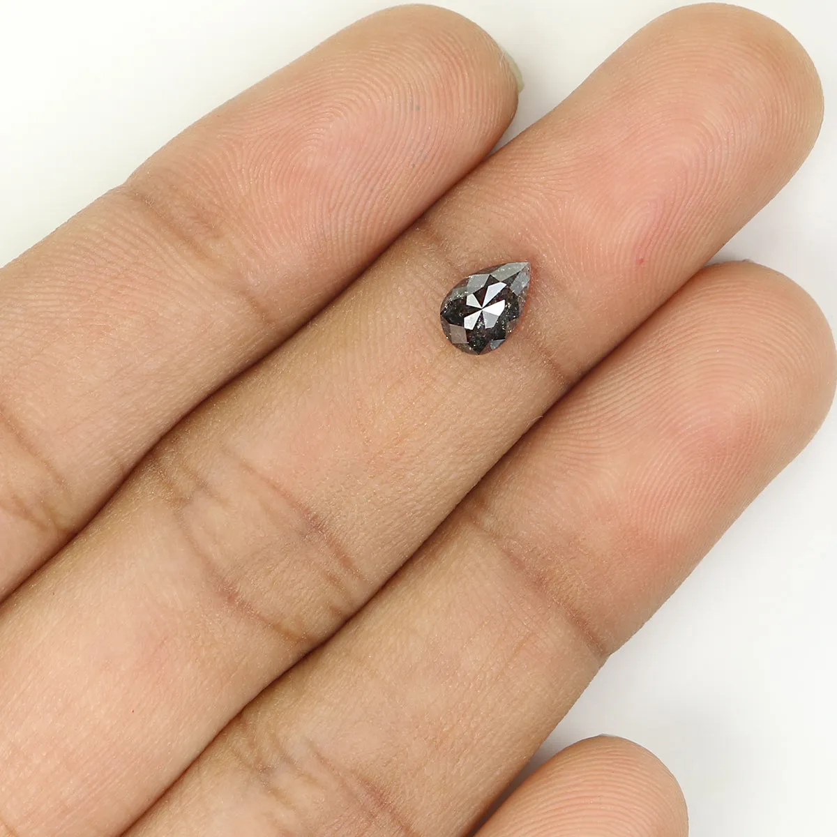 0.63 CT Natural Loose Pear Shape Diamond Salt And Pepper Pear Rose Cut Diamond 6.80 MM Black Grey Color Pear Shape Rose Cut Diam