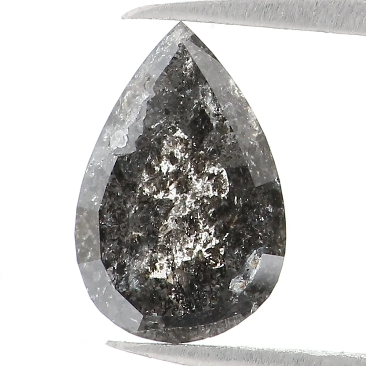 0.63 CT Natural Loose Pear Shape Diamond Salt And Pepper Pear Rose Cut Diamond 6.80 MM Black Grey Color Pear Shape Rose Cut Diam