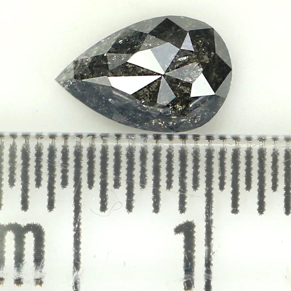 0.63 CT Natural Loose Pear Shape Diamond Salt And Pepper Pear Rose Cut Diamond 6.80 MM Black Grey Color Pear Shape Rose Cut Diam