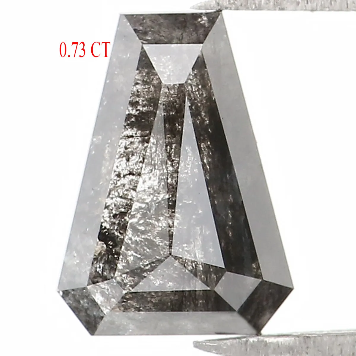 0.73 CT Natural Loose Coffin Shape Diamond Salt And Pepper Coffin Shape Diamond 7.15 MM Black Grey Color Coffin Rose Cut Diamond