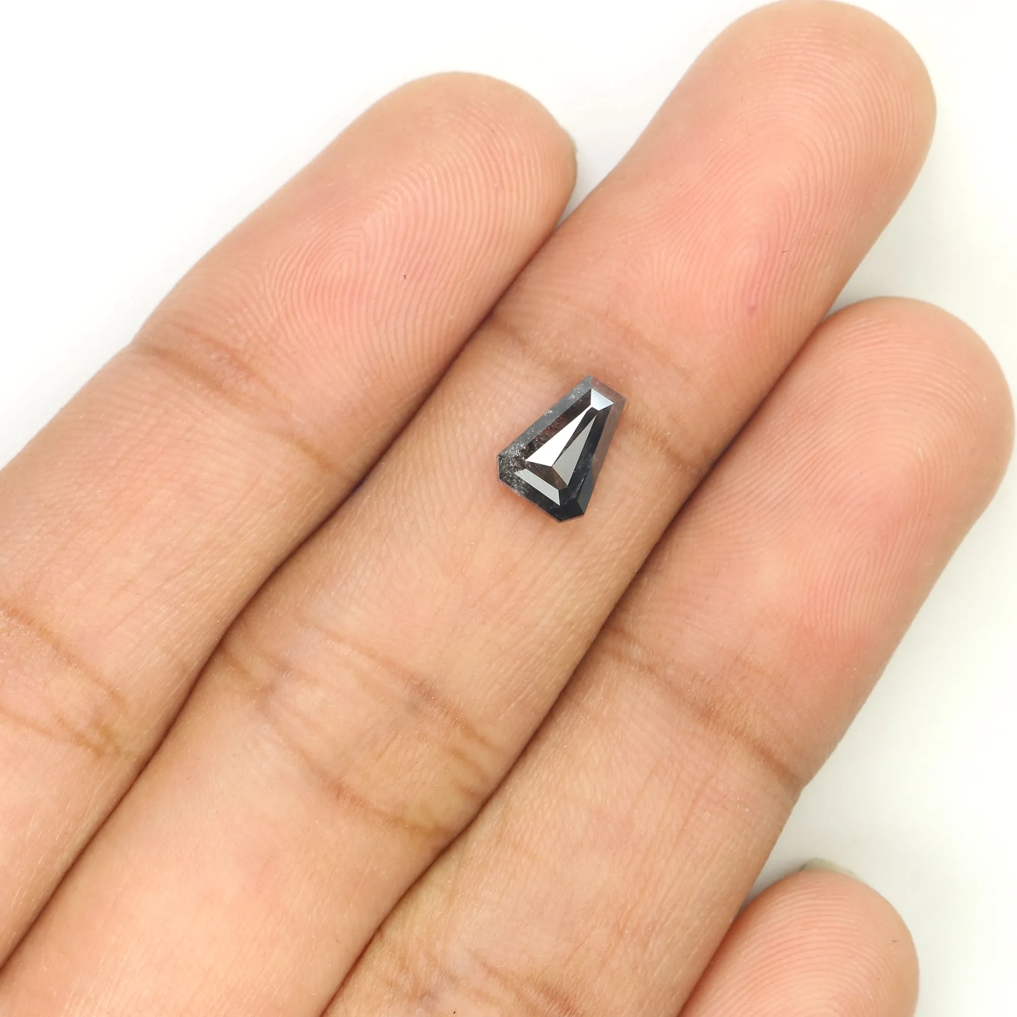 0.73 CT Natural Loose Coffin Shape Diamond Salt And Pepper Coffin Shape Diamond 7.15 MM Black Grey Color Coffin Rose Cut Diamond