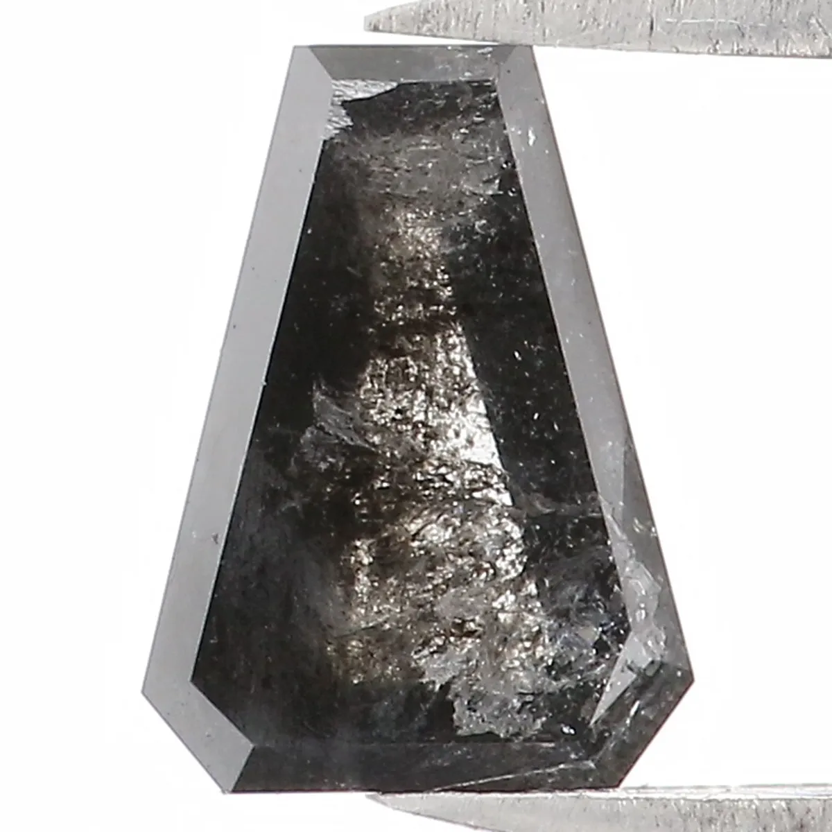 0.73 CT Natural Loose Coffin Shape Diamond Salt And Pepper Coffin Shape Diamond 7.15 MM Black Grey Color Coffin Rose Cut Diamond