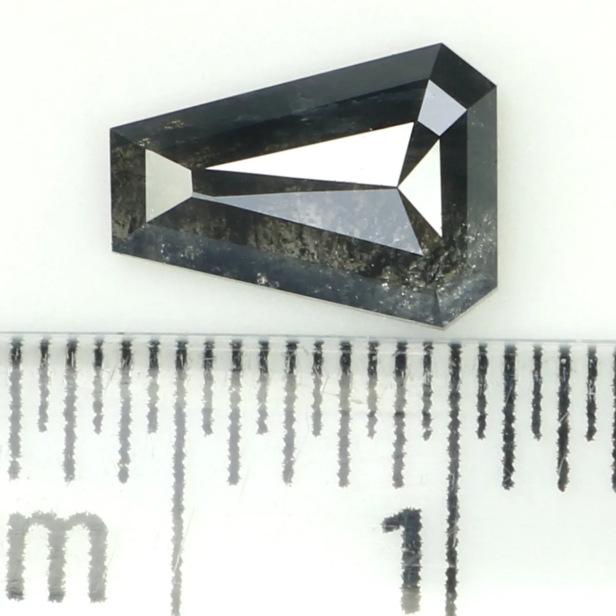 0.73 CT Natural Loose Coffin Shape Diamond Salt And Pepper Coffin Shape Diamond 7.15 MM Black Grey Color Coffin Rose Cut Diamond