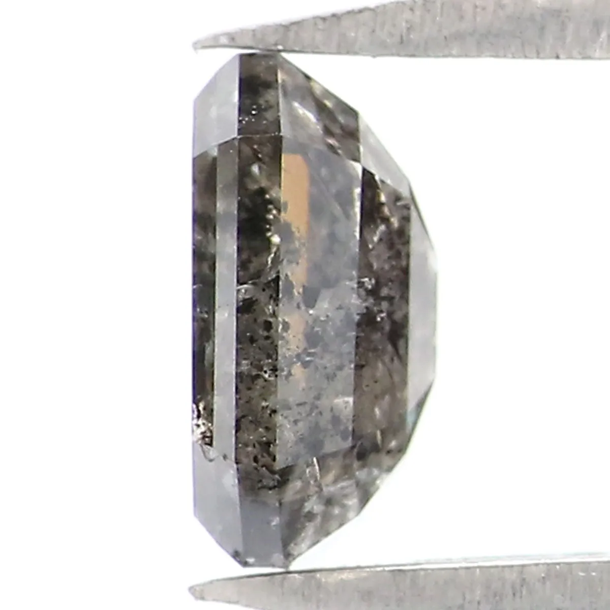 0.84 CT Natural Loose Emerald Shape Diamond Salt And Pepper Emerald Cut Diamond 6.05 MM Natural Black Grey Emerald Rose Cut Diam