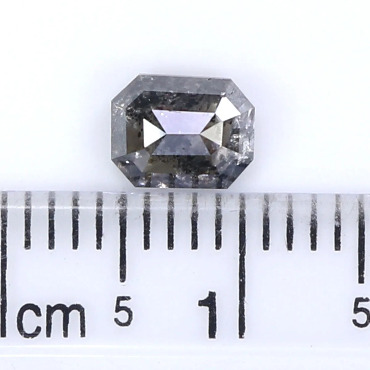 0.84 CT Natural Loose Emerald Shape Diamond Salt And Pepper Emerald Cut Diamond 6.05 MM Natural Black Grey Emerald Rose Cut Diam