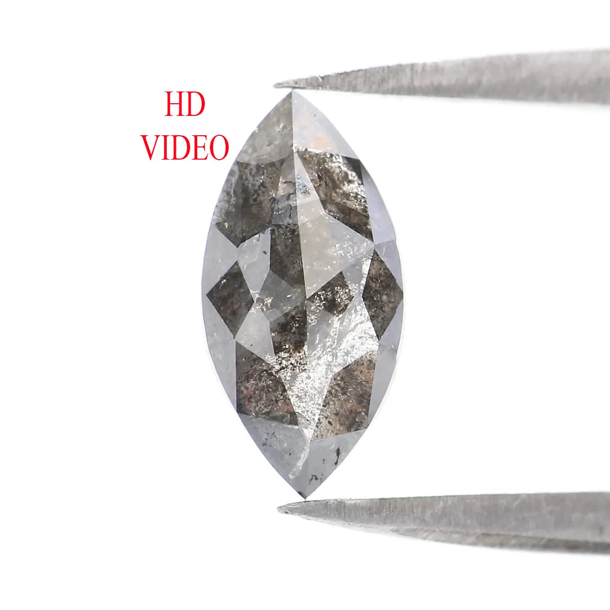 0.88 CT Natural Loose Marquise Shape Diamond Salt And Pepper Marquise Rose Cut Diamond 9.45 MM Black Grey Color Marquise Cut Dia