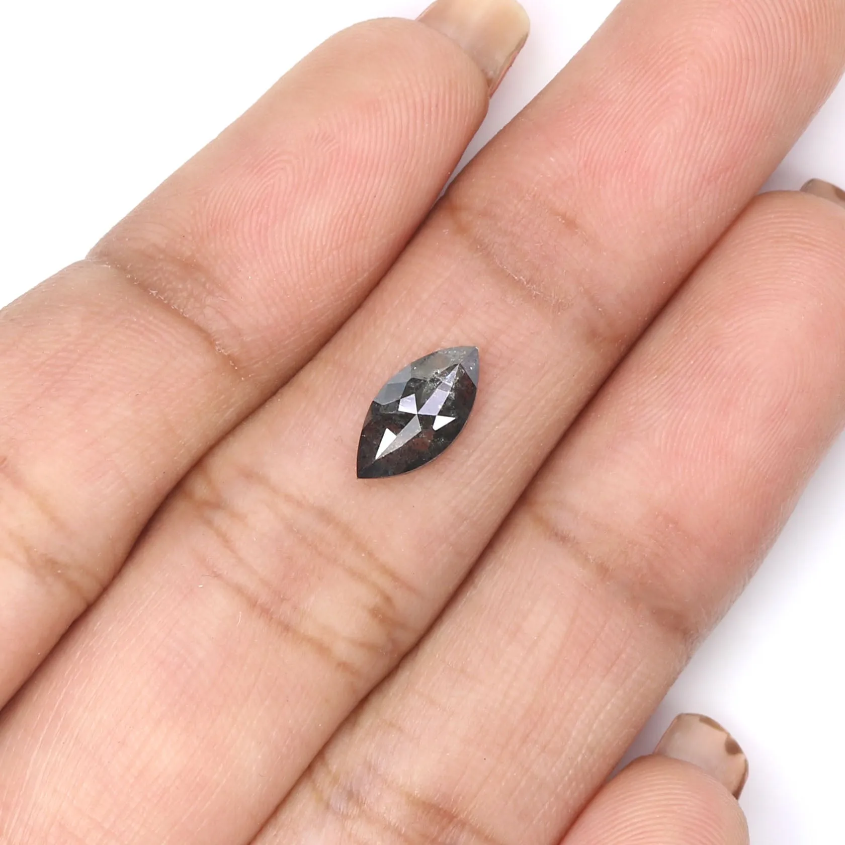 0.88 CT Natural Loose Marquise Shape Diamond Salt And Pepper Marquise Rose Cut Diamond 9.45 MM Black Grey Color Marquise Cut Dia