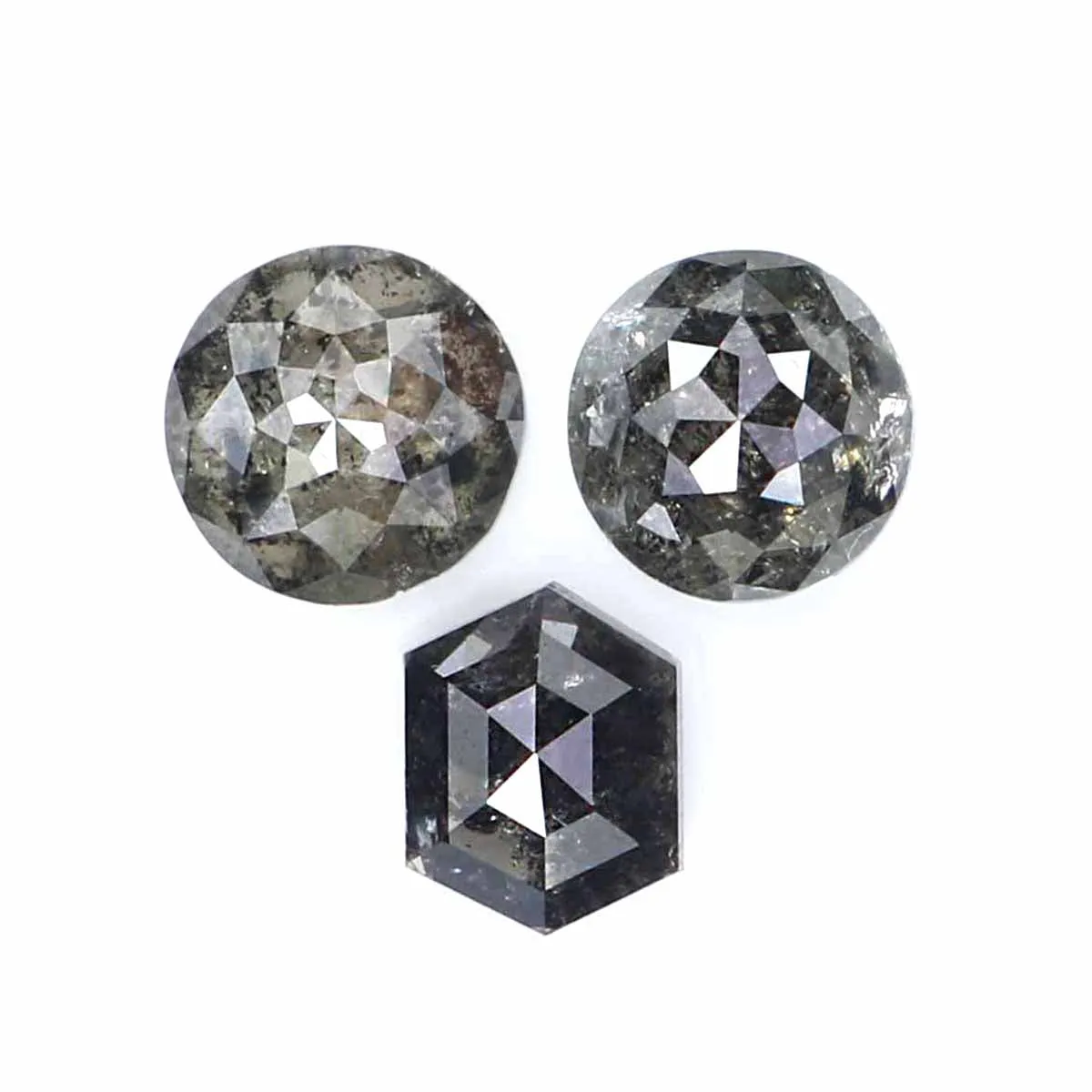 1.03 CT Natural Loose Mix Shape Diamond Salt And Pepper Mix Shape Diamond 4.35 MM Natural Black Grey Color Mix Shape Rose Cut Di