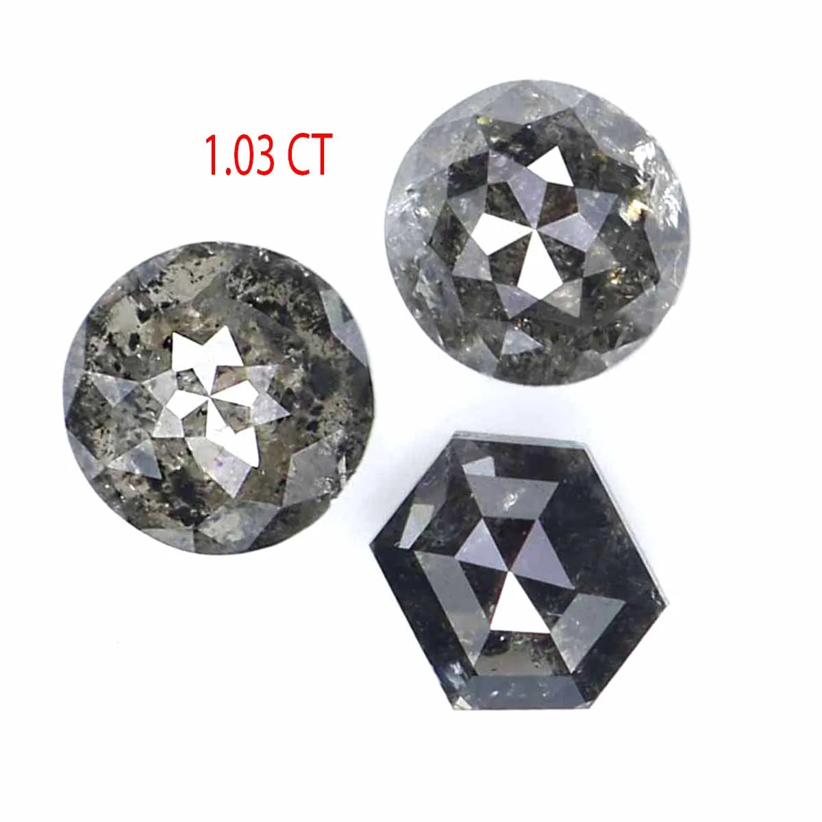 1.03 CT Natural Loose Mix Shape Diamond Salt And Pepper Mix Shape Diamond 4.35 MM Natural Black Grey Color Mix Shape Rose Cut Di