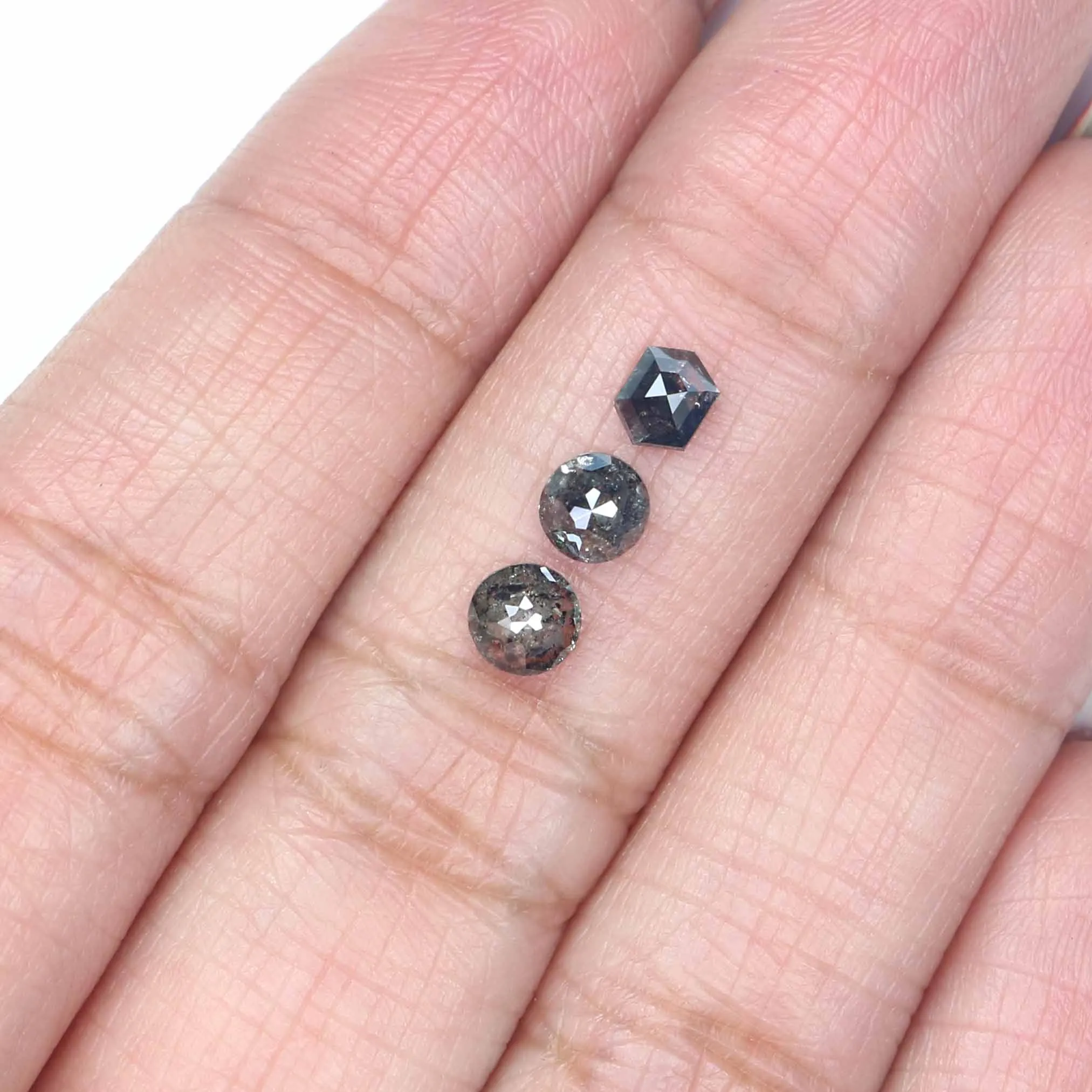 1.03 CT Natural Loose Mix Shape Diamond Salt And Pepper Mix Shape Diamond 4.35 MM Natural Black Grey Color Mix Shape Rose Cut Di