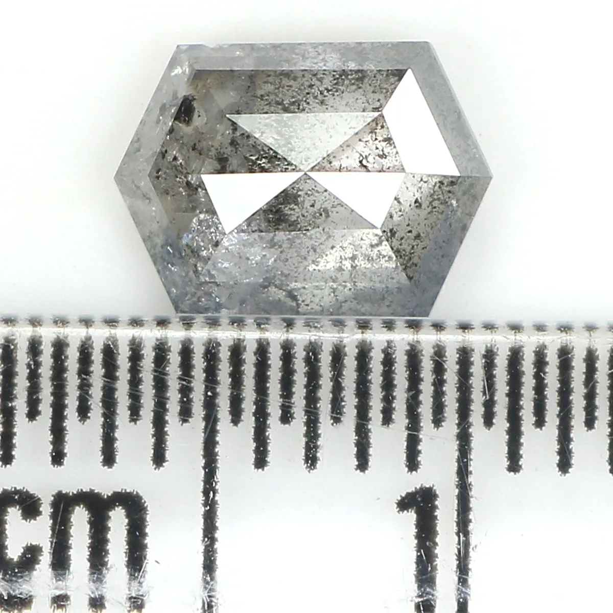 1.19 CT Natural Loose Hexagon Shape Diamond Salt And Pepper Hexagon Shape Diamond 7.50 MM Black Grey Color Hexagon Rose Cut Diam