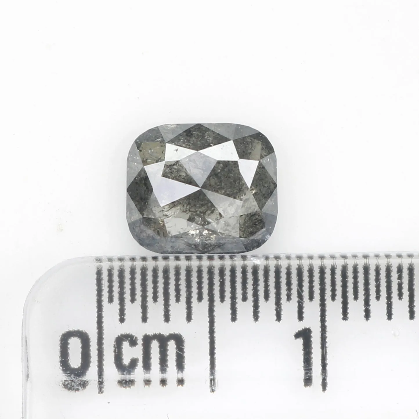 1.30 CT Natural Loose Cushion Shape Diamond Salt And Pepper Cushion Diamond 6.85 MM Black Grey Color Cushion Shape Rose Cut Diam