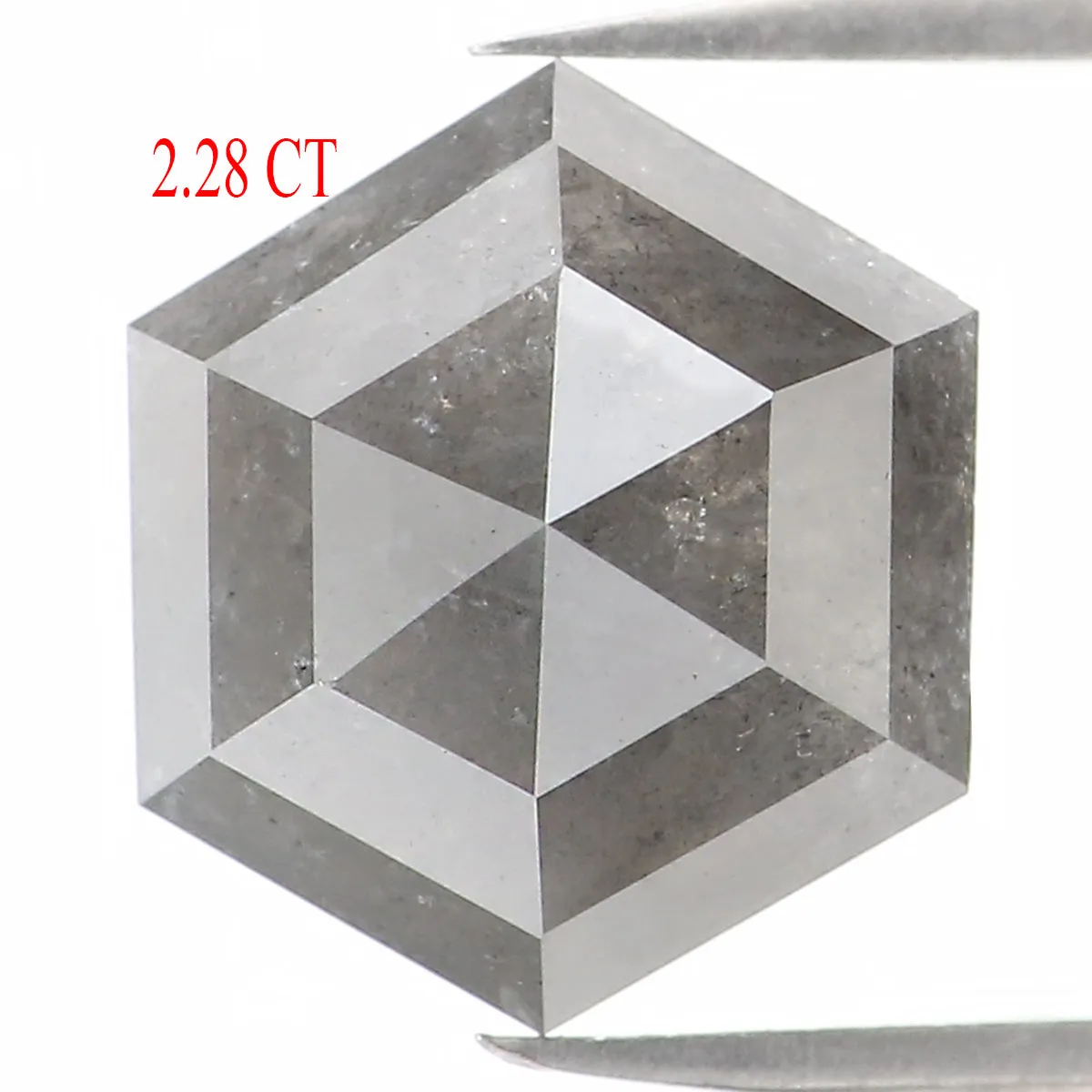 2.28 CT Natural Loose Hexagon Shape Diamond Grey Color Hexagon Cut Diamond 9.10 MM Natural Loose Hexagon Shape Rose Cut Diamond 