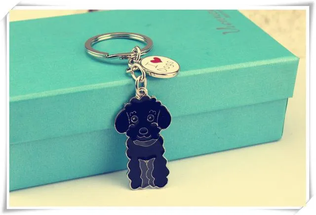 3 Color Poodle Teddy Dog Car Key Chain Fashion Jewelry Pendants for Bags