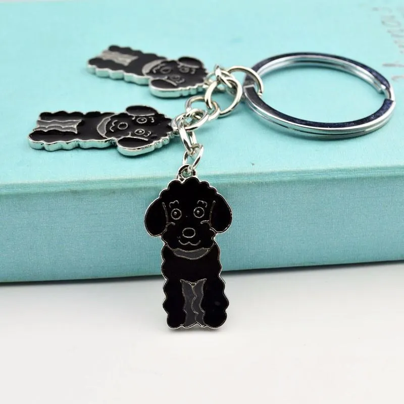 3 Color Poodle Teddy Dog Car Key Chain Fashion Jewelry Pendants for Bags