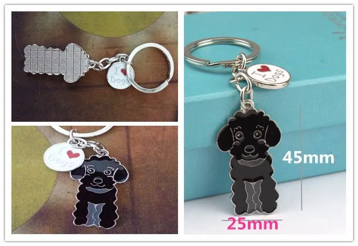 3 Color Poodle Teddy Dog Car Key Chain Fashion Jewelry Pendants for Bags