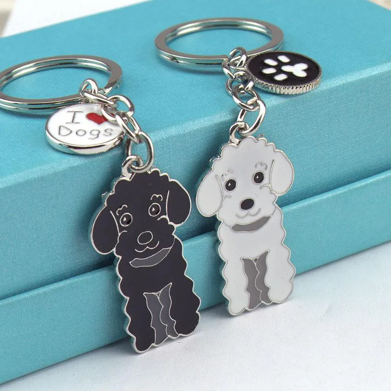 3 Color Poodle Teddy Dog Car Key Chain Fashion Jewelry Pendants for Bags