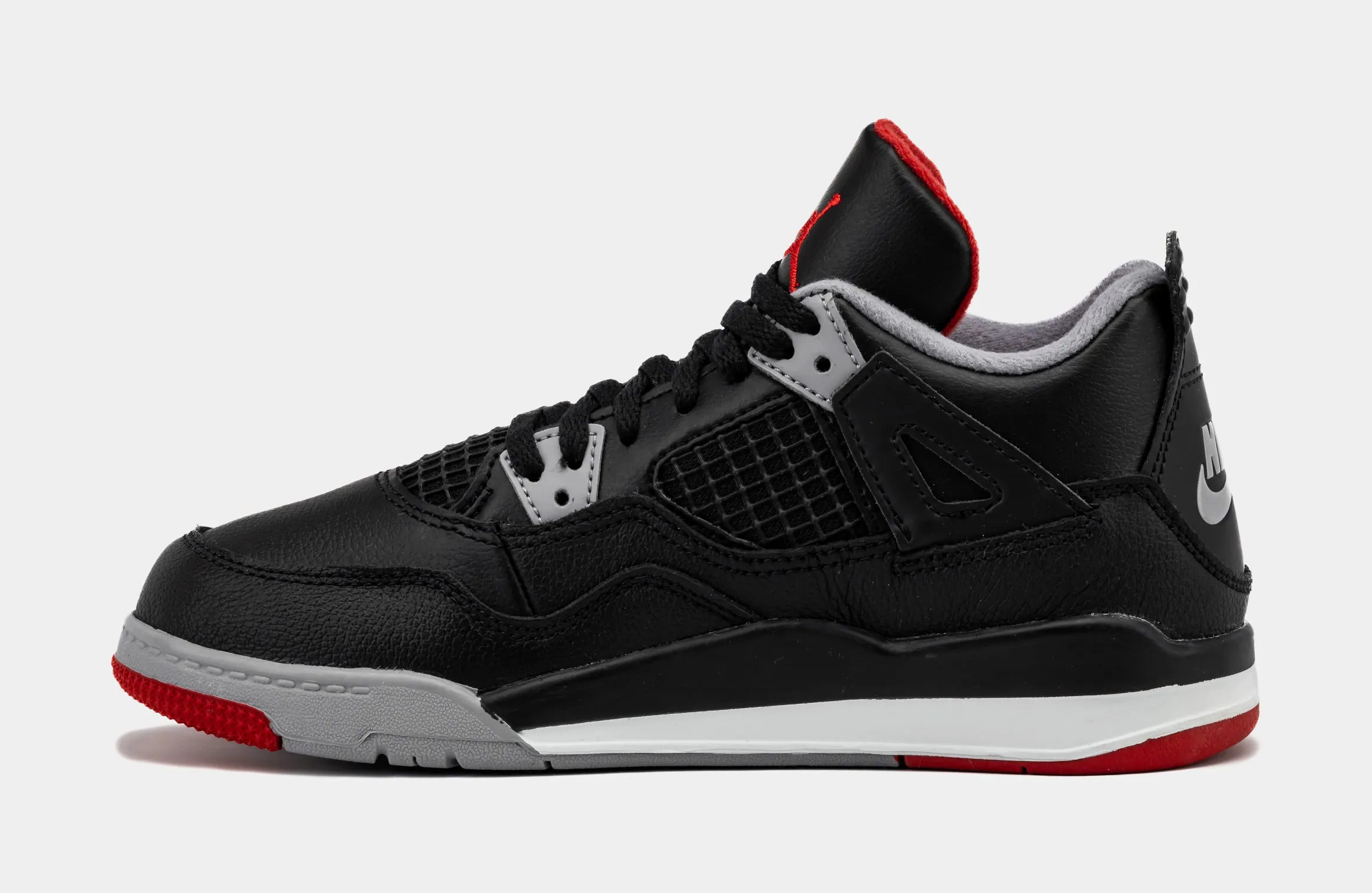 Air Jordan 4 Retro Bred Reimagined Preschool Lifestyle Shoes (Black/Fire Red/Cement Grey)