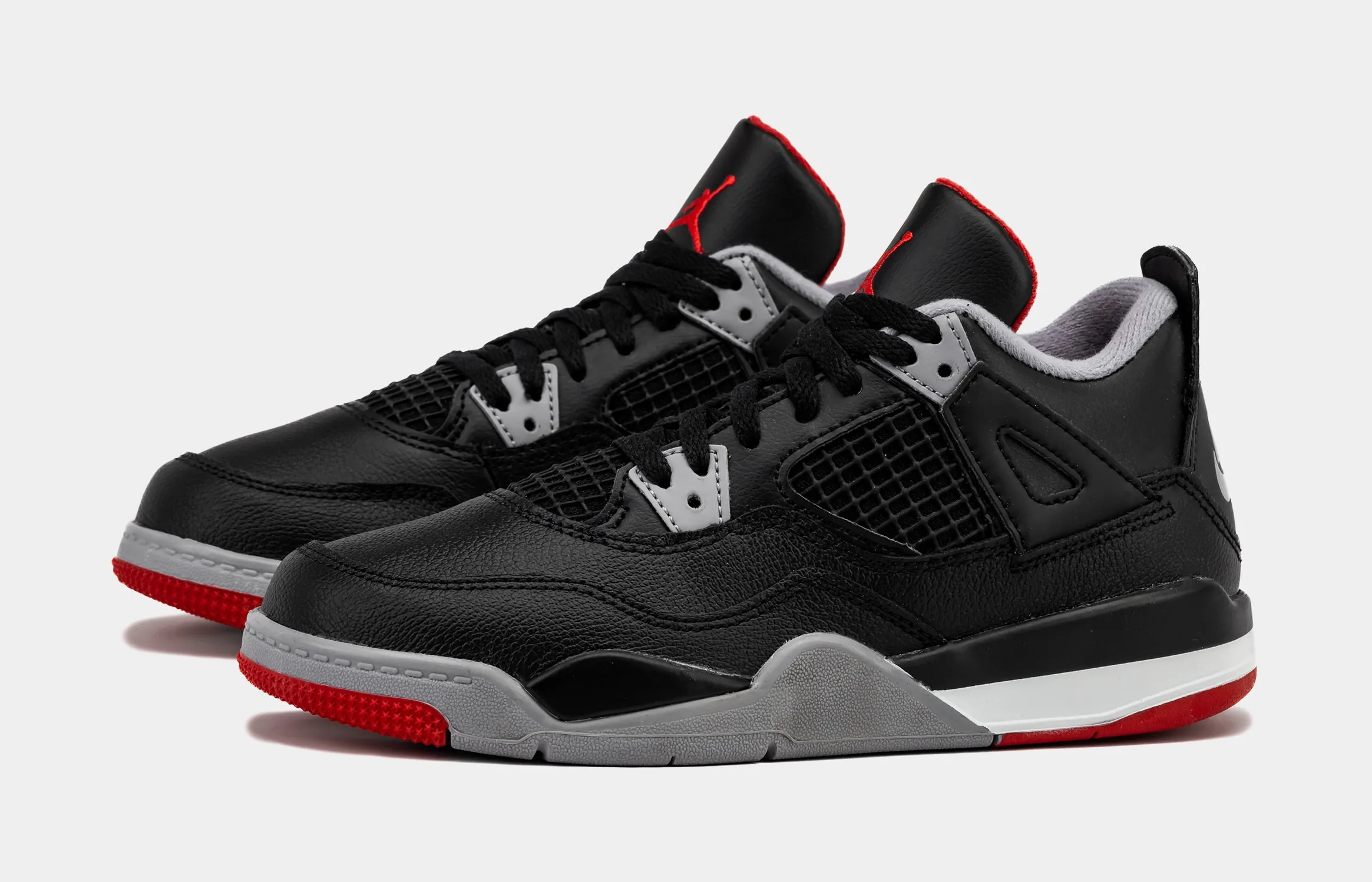 Air Jordan 4 Retro Bred Reimagined Preschool Lifestyle Shoes (Black/Fire Red/Cement Grey)