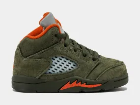 Air Jordan 5 Retro Olive Infant Toddler Lifestyle Shoes (Army Olive/Solar Orange)