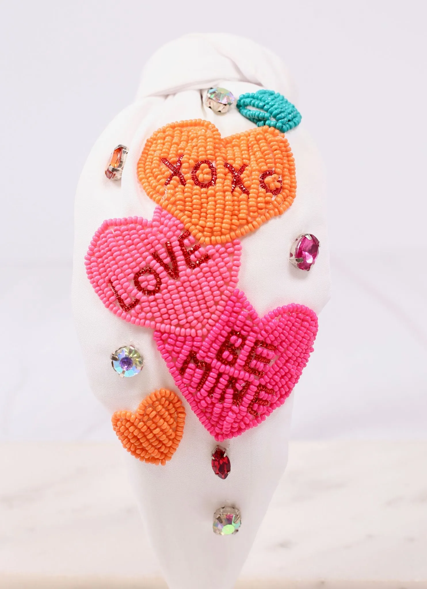 Always & Forever Hearts Headband WHITE MULTI