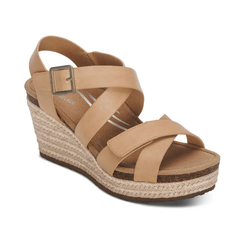  Anna Strappy Espadrille Wedge Sandal in Sand  