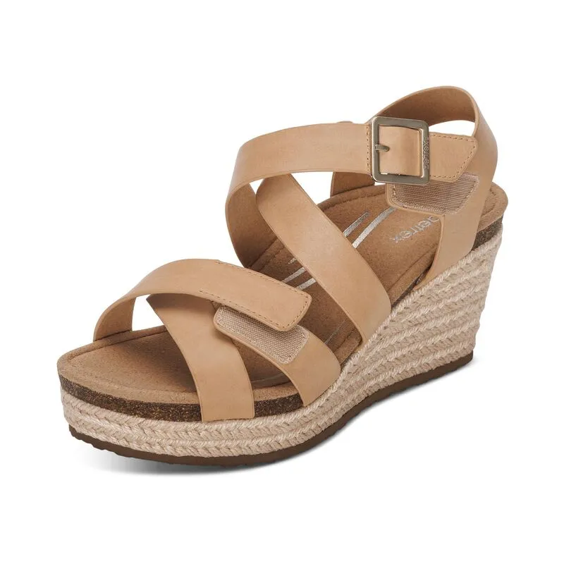  Anna Strappy Espadrille Wedge Sandal in Sand  