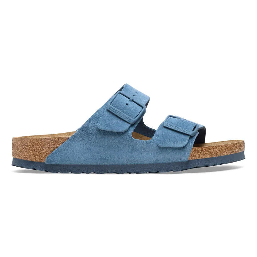  Arizona Soft Footbed Sandal in Elemental Blue Suede  