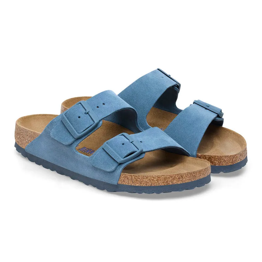  Arizona Soft Footbed Sandal in Elemental Blue Suede  