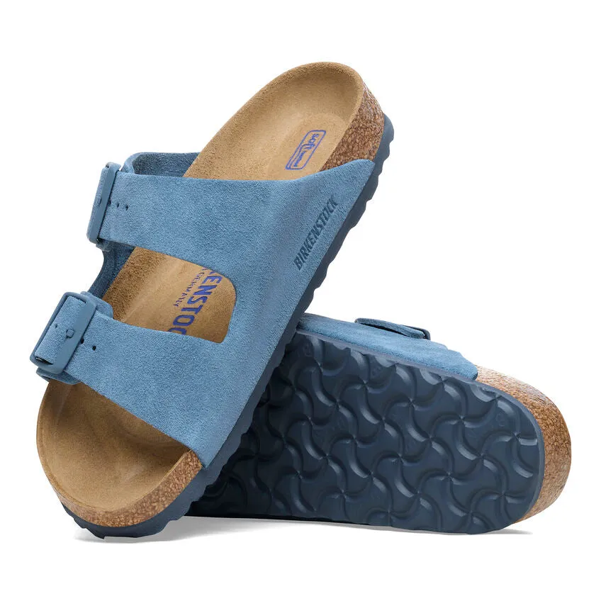  Arizona Soft Footbed Sandal in Elemental Blue Suede  