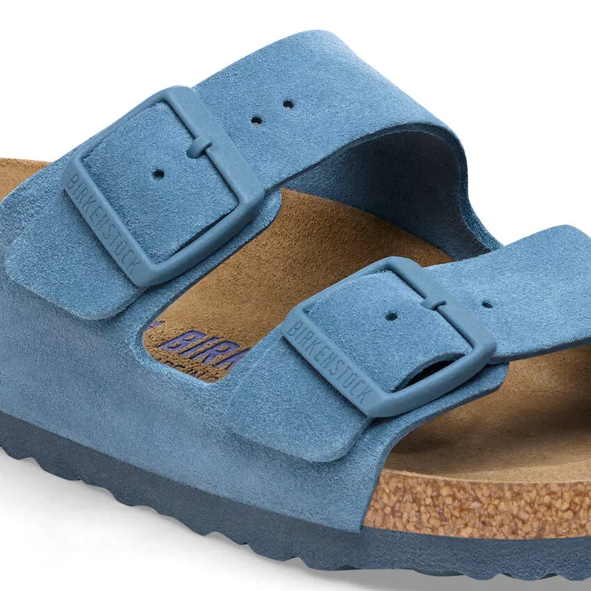  Arizona Soft Footbed Sandal in Elemental Blue Suede  