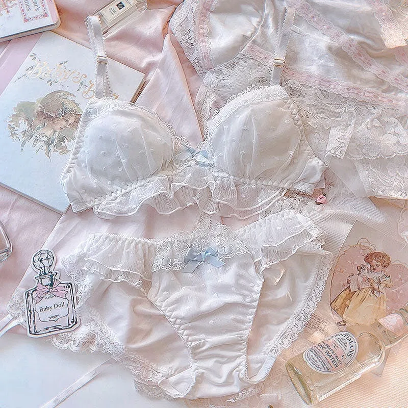 Baby Blue Bow Dollcore Nymphette Lingerie Set