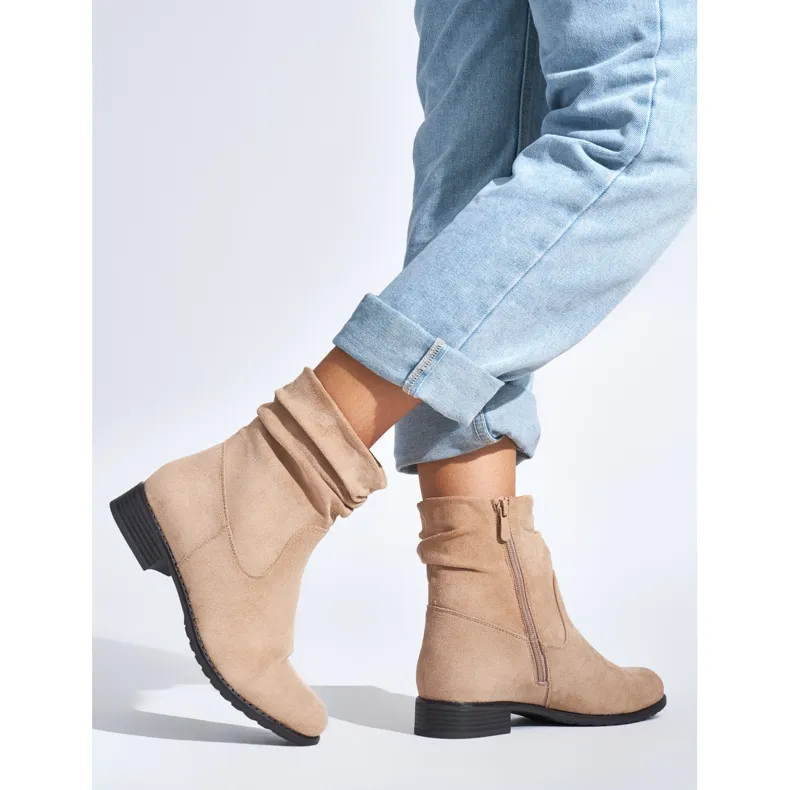 Beige cowboy boots for women