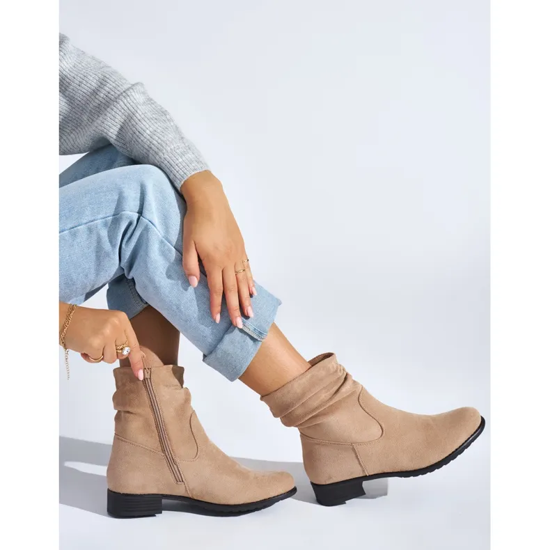 Beige cowboy boots for women