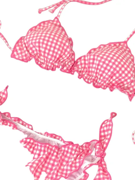 BIKINI A TRIANGOLO ROSA FANTASIA CHECK