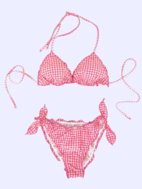 BIKINI A TRIANGOLO ROSA FANTASIA CHECK