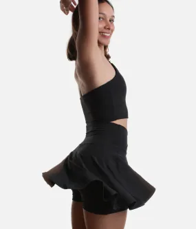 Black HOURGLASS Twirl Skort, Crisscross High-waisted Design