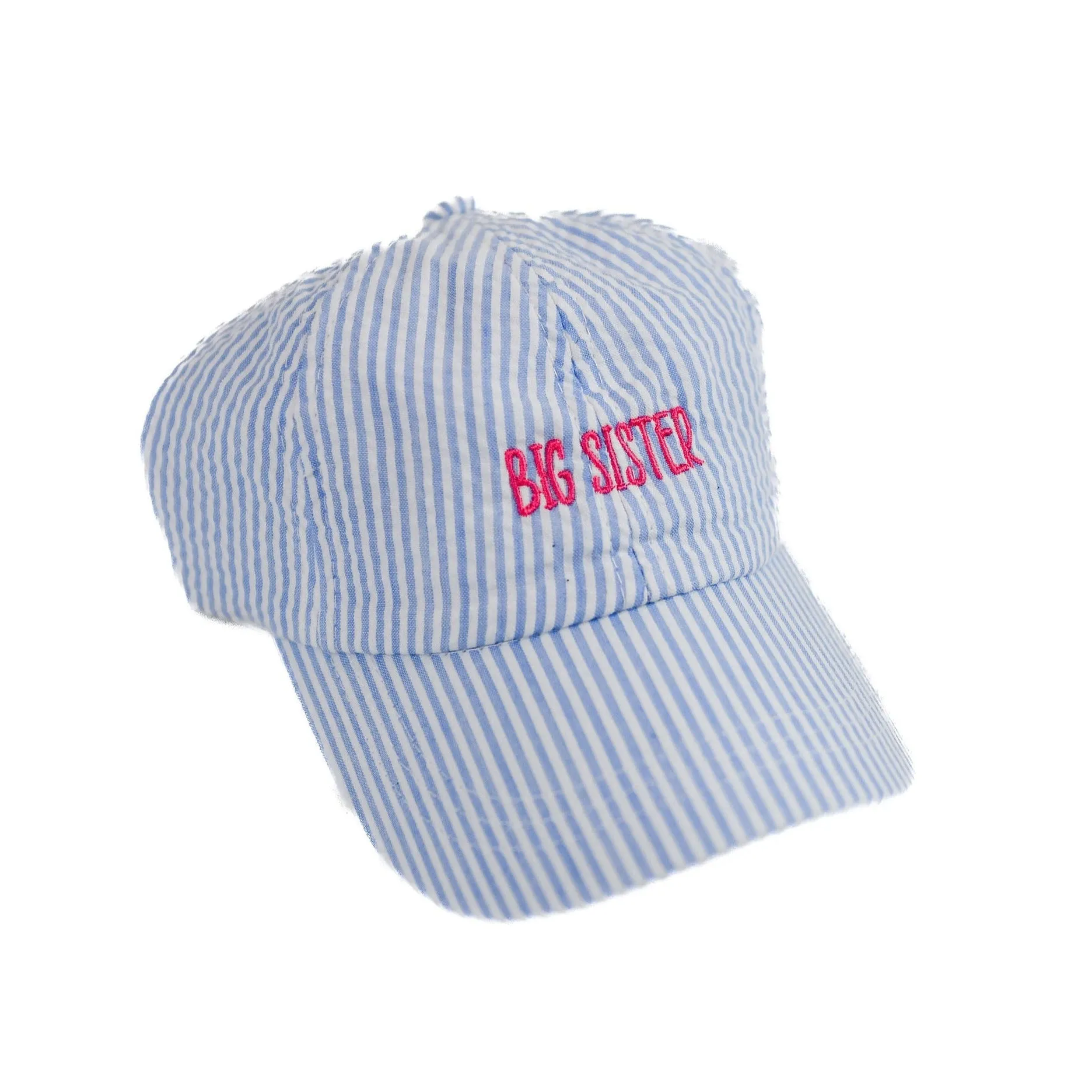 Blue Embroidered Seersucker Ball Cap - Big Sister