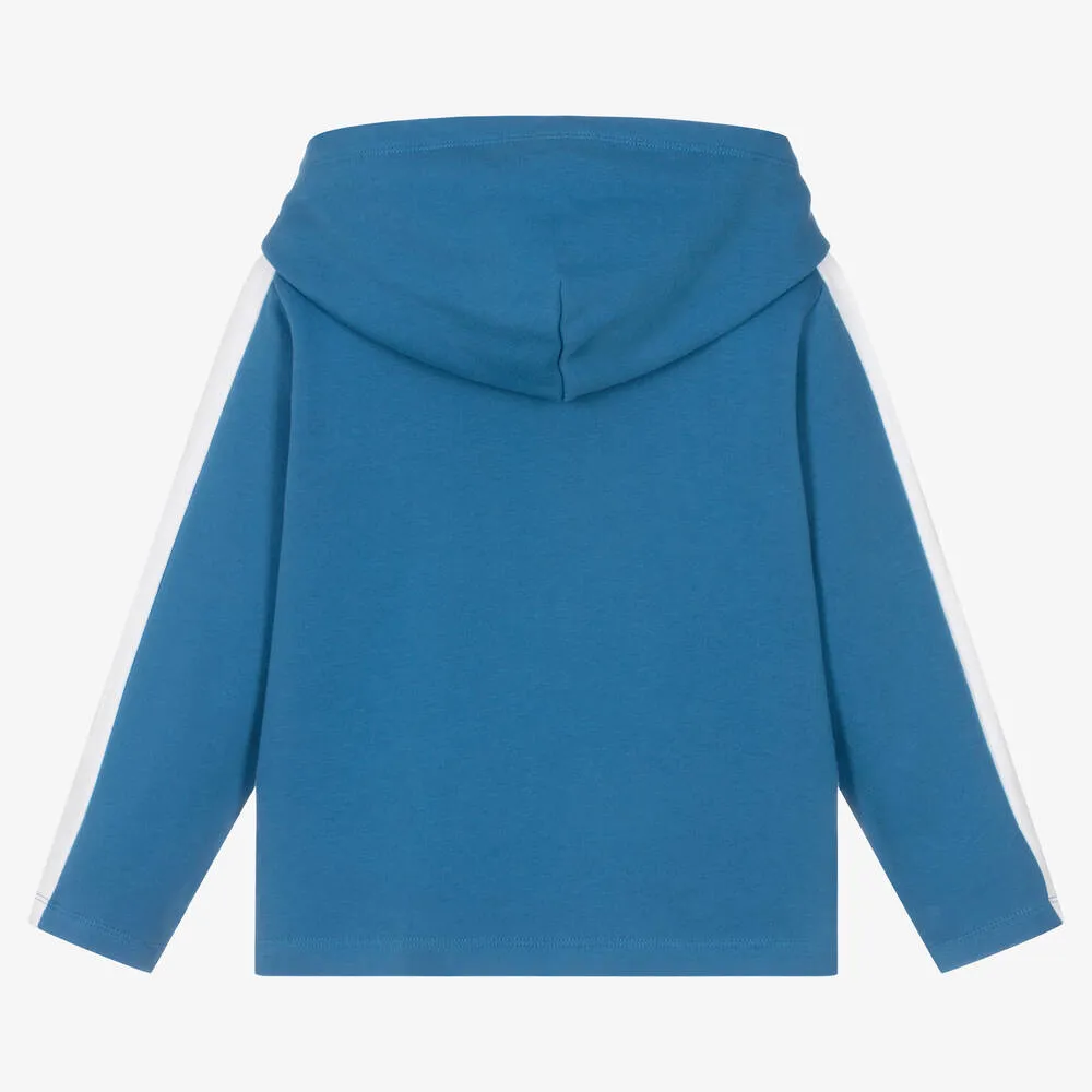 Boys Blue & Green Colourblock Hoodie