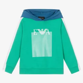 Boys Blue & Green Colourblock Hoodie