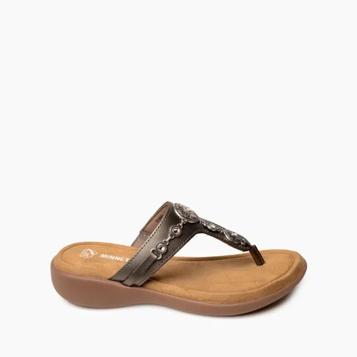  Brecca Shimmery Toe Post Sandal in Pewter  