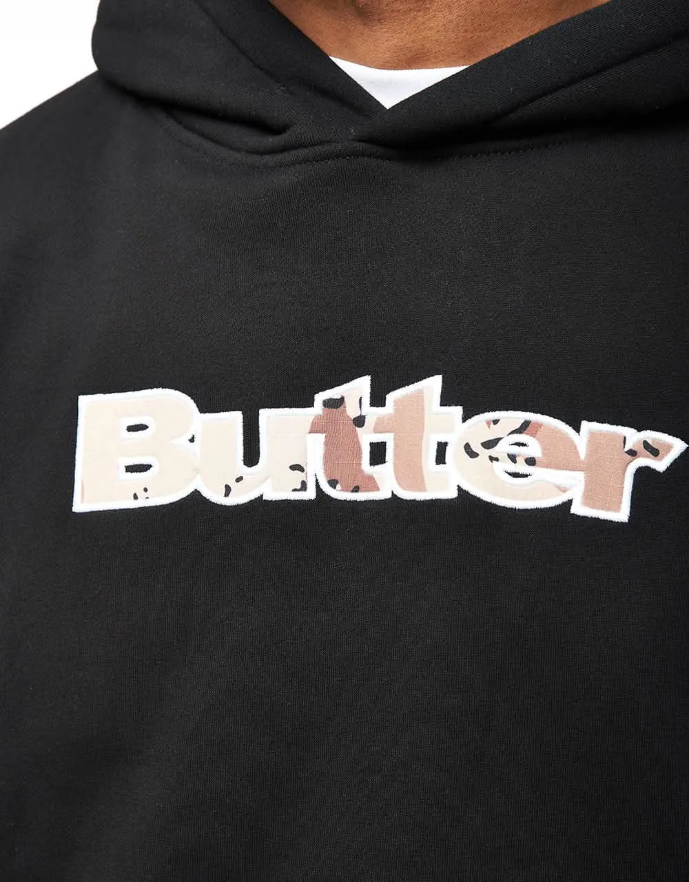 Butter Goods Logo Camo Applique Pullover Hoodie - Black