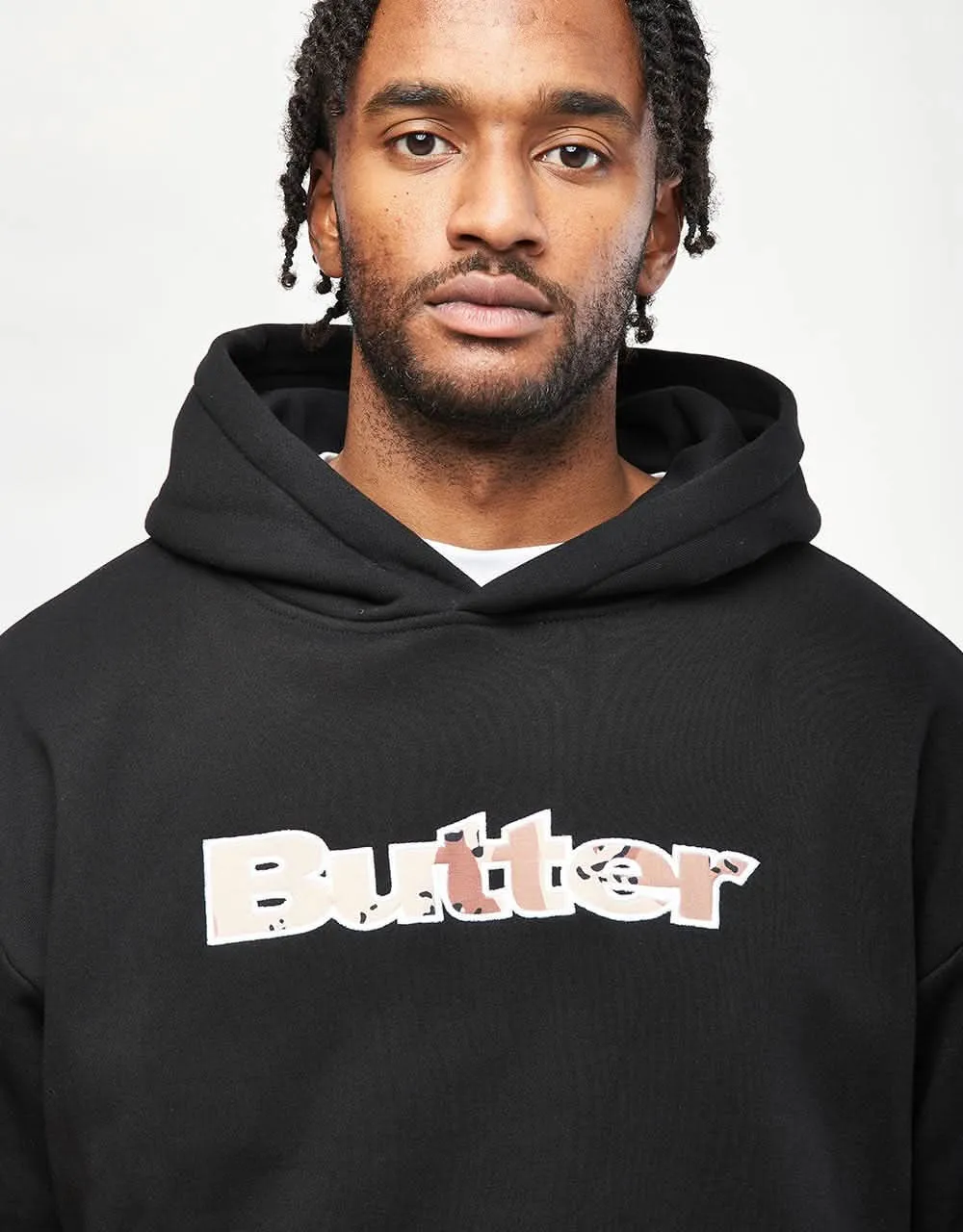 Butter Goods Logo Camo Applique Pullover Hoodie - Black