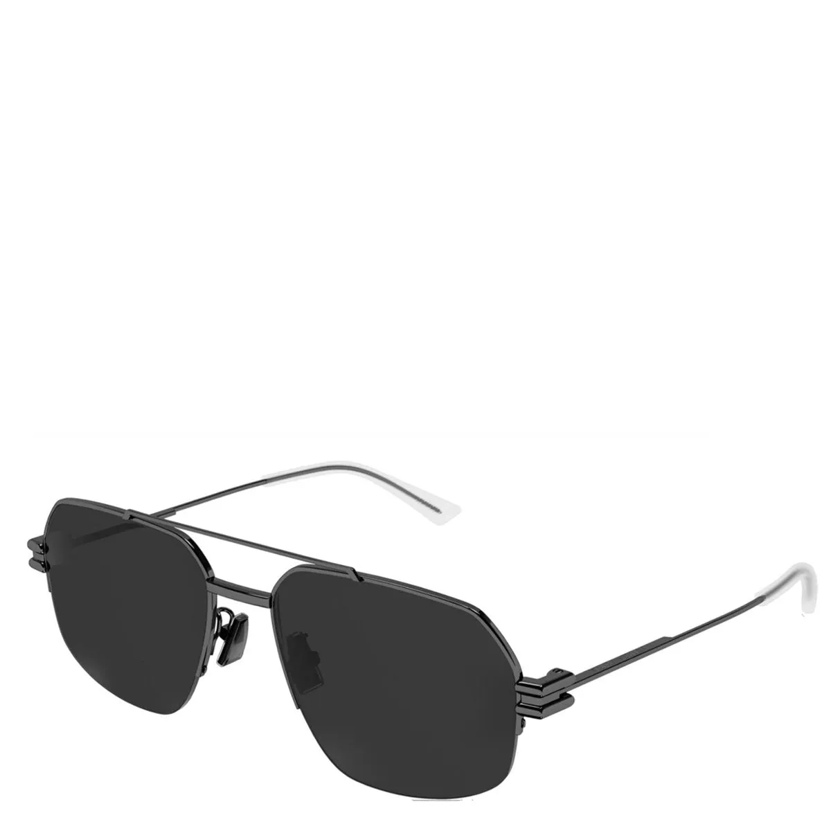 BV1127S Bond Metal Half-Rim Aviator Sunglasses, Black