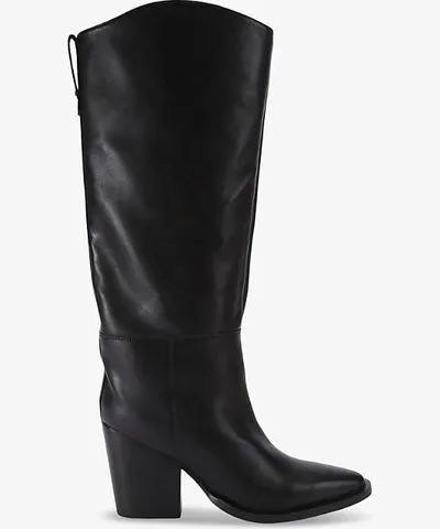 Carvela Womens Black Reign pointed-toe leather knee-high boots