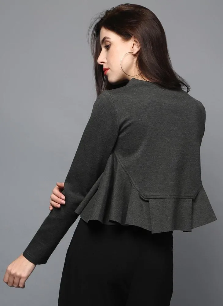 Charcoal Grey Pleated Crop Top