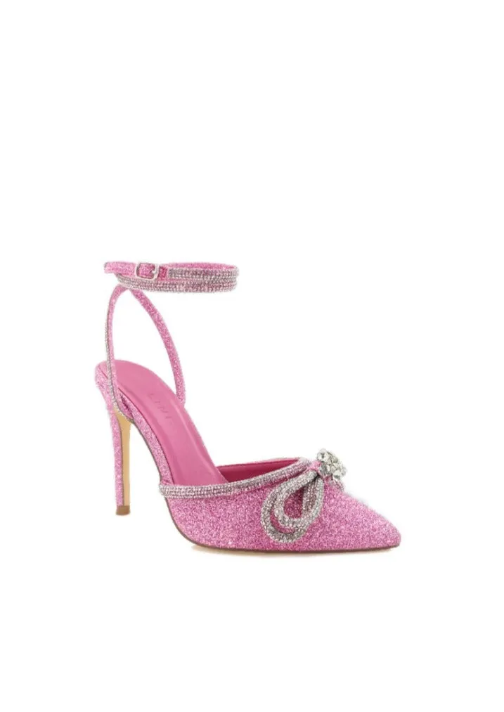 Cinderella Pink Glitter Bow Heel